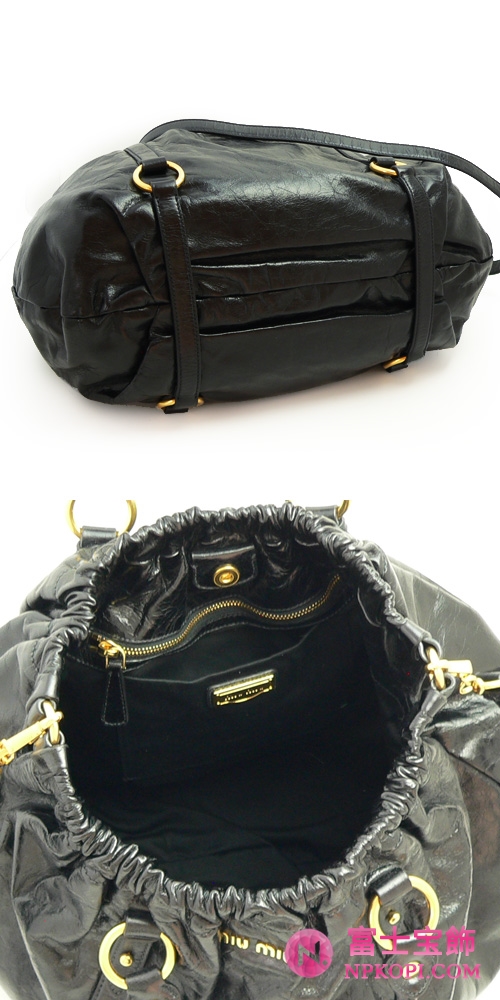 ミュウミュウ MIUMIU ハンドバッグ 2Wayバッグ ショルダーストラップ付き レザー（ラムスキン） ブラック RR1708 VIT.LUXNERO